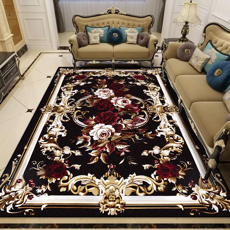 European Style Large Size Luxury Rugs Living Room Flower Design Fluffy Room Decor Bedroom Carpet Easy Cleaning Sofa Table Mat