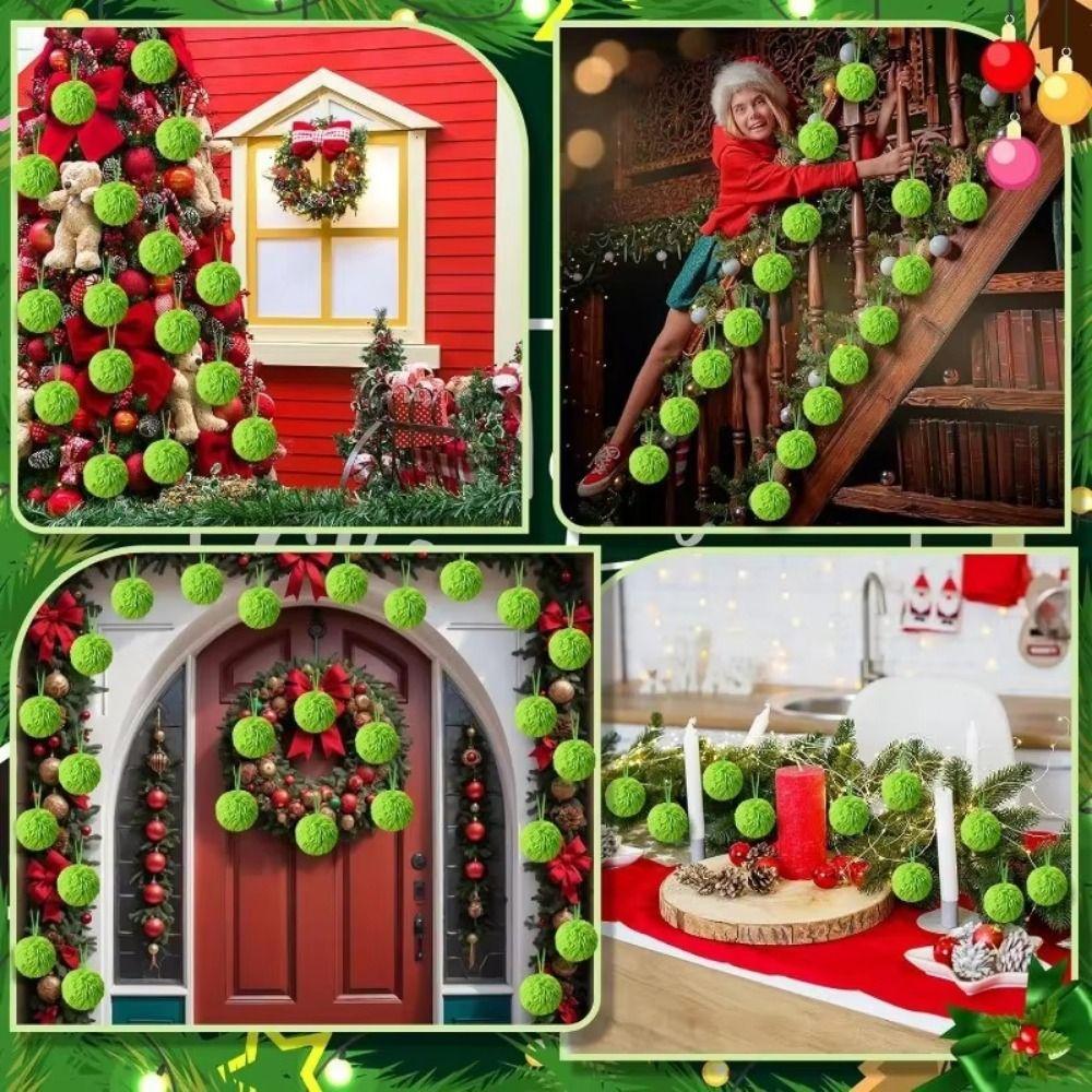 12Pcs Faux Fur Christmas Plush Hanging Ball Solid Color Hanging Tree Decor  Party Supplies