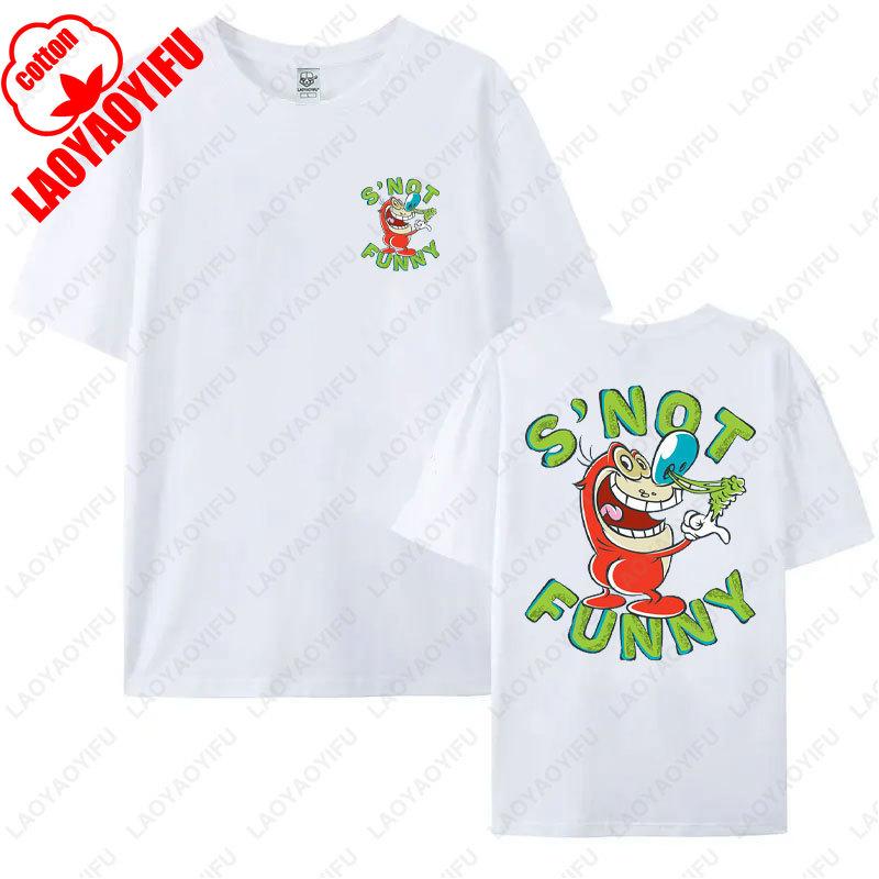 80s Ren Stimpy Show Television Nickelodeon Cartoon Double Sided Tshirt Medium Harajuku Lovely Summer Style Hipster Cotton Tees