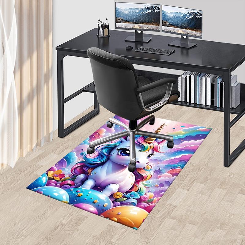 1pc unicorn rainbow Carpet Anti Slip Polyester Floor Mat for office,Bedroom