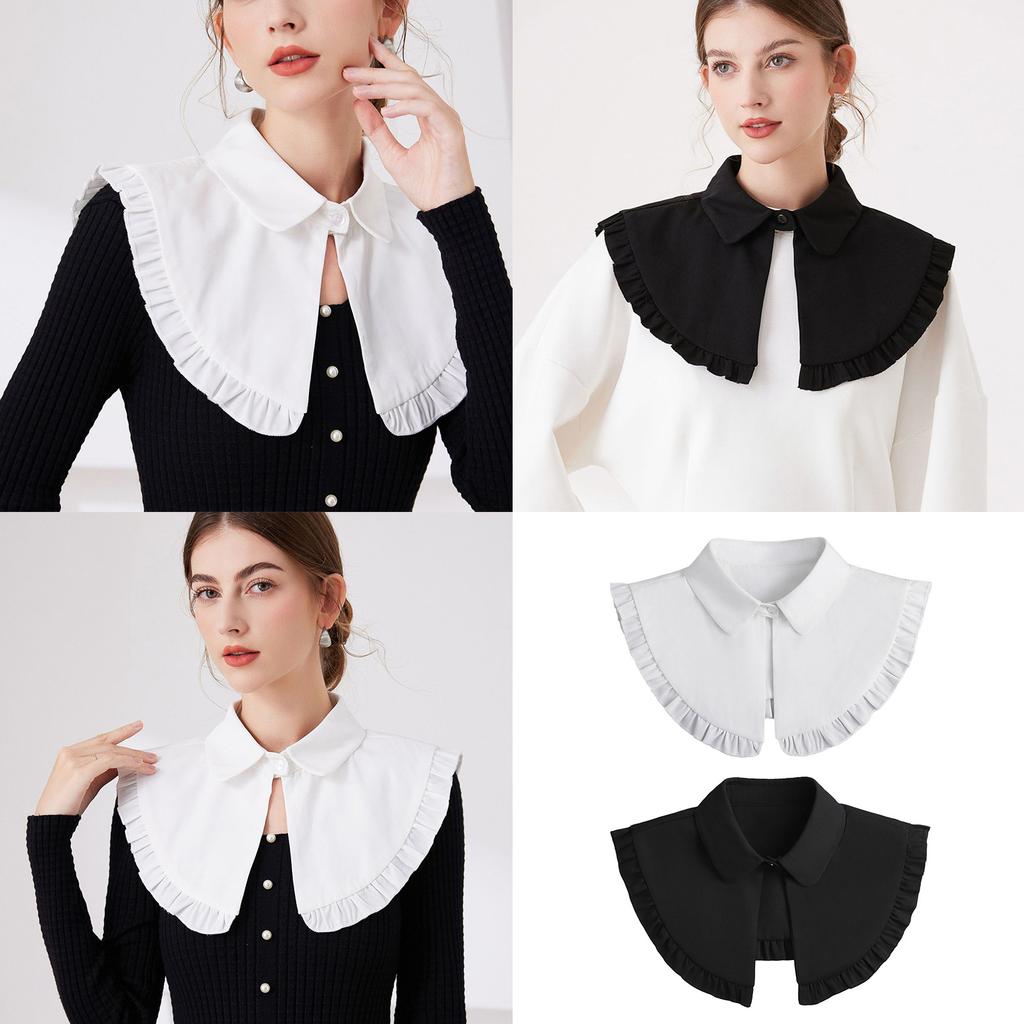 Châle Écharpe à Revers Amovible pour Femmes Filles Style Français Vintage Collier Capelet Décoratif Couleur Unie
