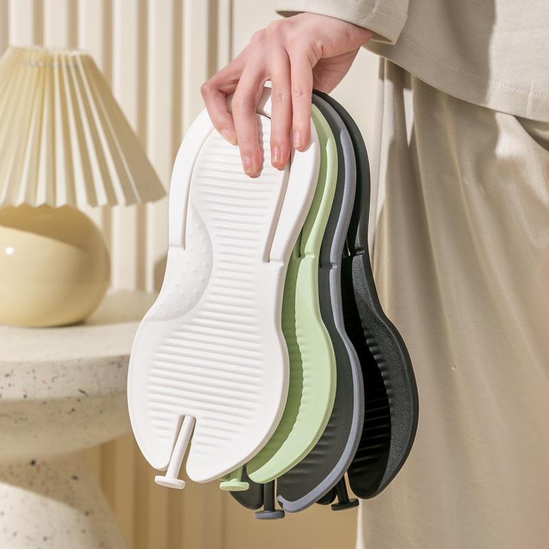 Spring and summer new product portable couple flip-flops women's home simple solid color beach travel hotel cool slippers