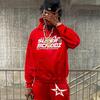 Felpa con cappuccio e stampa di lettere a stella set di felpe hip-hop europee e americane cappotto largo