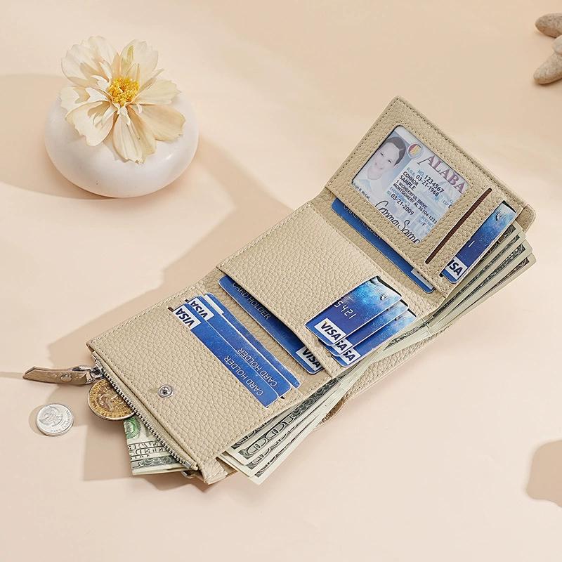 RFID Blocking Trifold Wallet Men Women Anti Theft PU Leather Short Wallet Large Capacity Card Holder Zipper Coin Purse