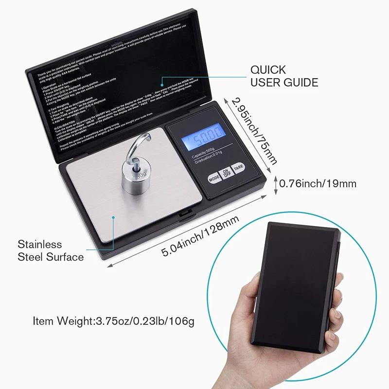 Mini Electronic Scale Pocket Digital Scale for Gold Sterling Silver Jewelry Scale Precision Scale 200/500g/1000gX0.01g/0.1g