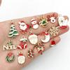 38Pc Christmas Style Small Pendant Christmas Earrings Pendant Diy Jewelry Accessories Santa Claus Snowman Bell Pendant Necklace