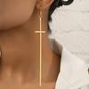 Stainless Steel Long Cross Pendant Earrings for Women Luxury Gold Silver Color Tassel Earrings Fashion Charm Jewelry Accessories