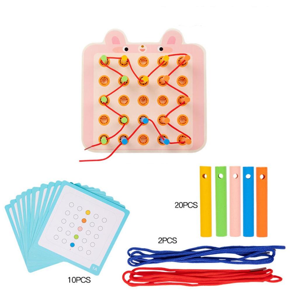 Montessori Activity Wooden Threading Lacing Toy Kids Rope Threading Game  Fine Motor Skills