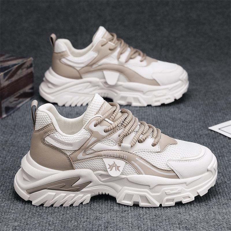 BY spring new mesh platform casual men's shoes dad shoes, white card, white green