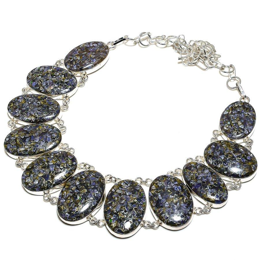 

Copper Tourmaline Gemstone 925 Sterling Silver Jewelry Necklace 18 SU-9779