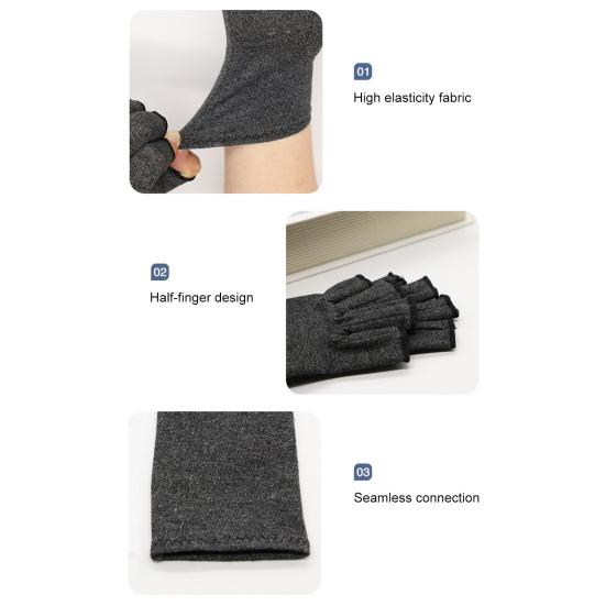 Compression Arthritis Gloves Women Men Stretchy Hand Compression Wrap Fingerless Fitness Gloves for Hand Pain Relief Osteoarthritis Typing Driving