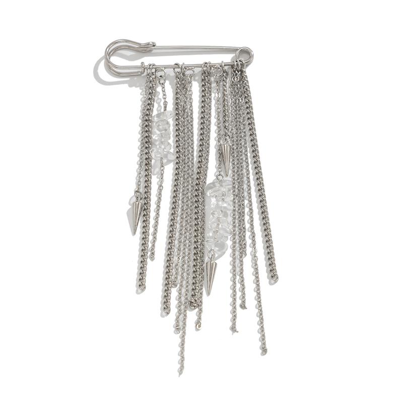 

Multifunctional Fashion Brooch Clip Detachable Pearl Tassel Button Clasp Bag Pendant Charms for Jean Jacket Trouser Leg Decor