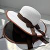 New big brim straw hat women's summer sunshade versatile bow seaside beach sunscreen straw sunscreen sun hat