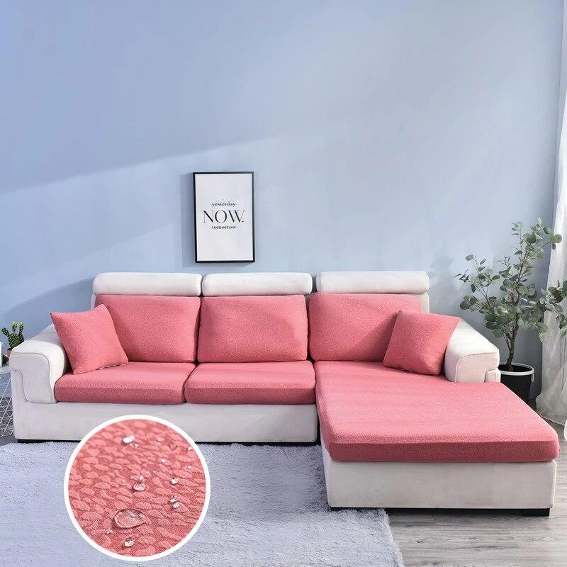 Funda de Cojín para Sofá Jacquard Impermeable Color Sólido Elástica Fundas Deslizantes para Sofá Funda de Sofá Couch de Spandex Extraíble Sala de Estar Hogar
