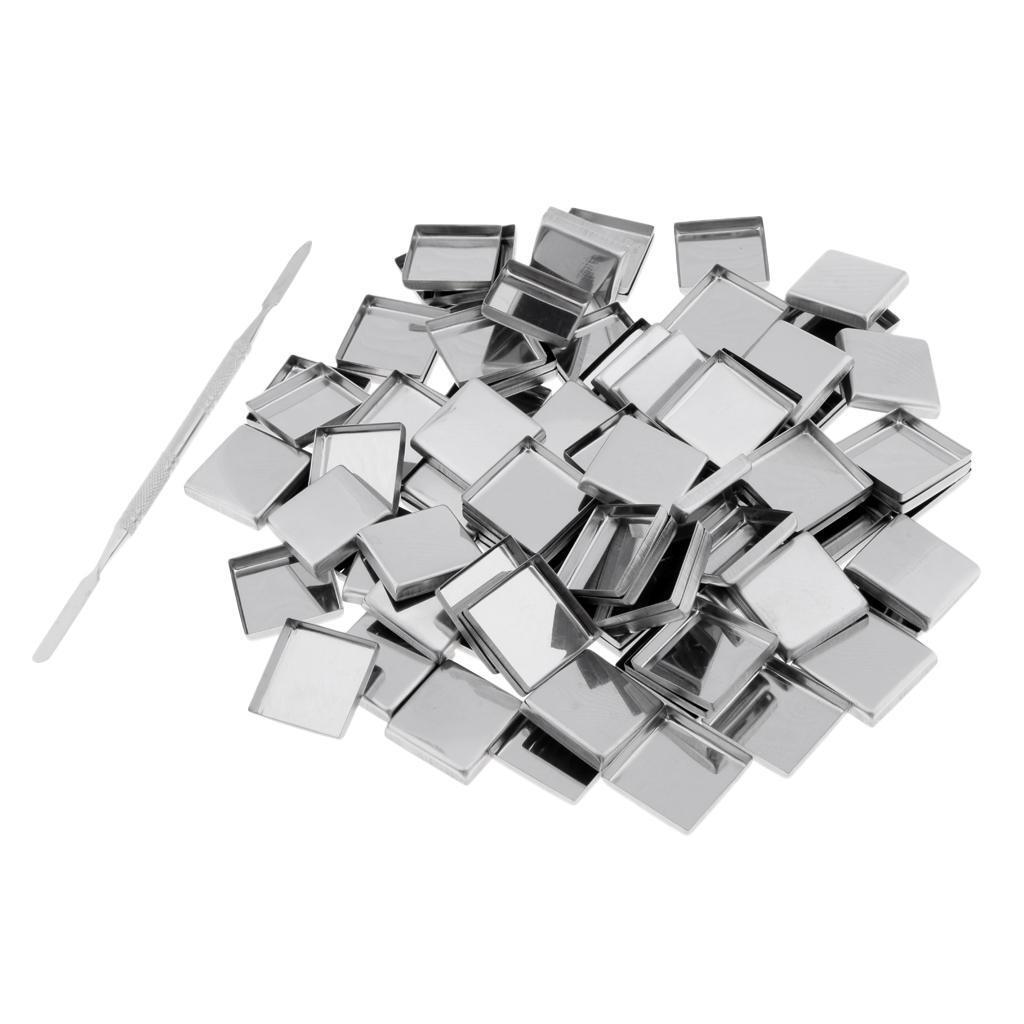 100Pcs Empty Eyeshadow Blush Makeup Pans Magnetic Tins Palette Square+Stick