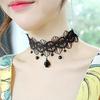 Hot Sale Sexy Black Lace Flower Waterdrop Rhinestones Pendant Women Girl Popular Torques Short Necklaces Accessories