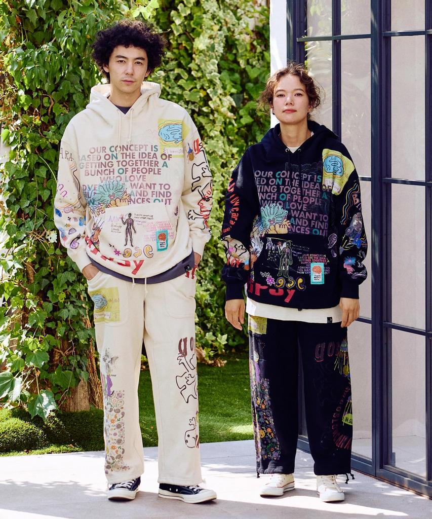 [go slow caravan] 352613 Air-Spun Fleece Drawn Mix TRA Sweatpants, Black, Size L