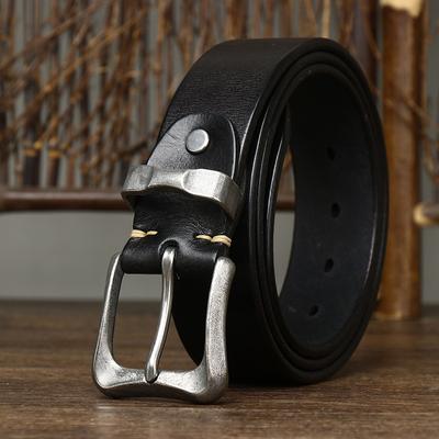 Belt Men's Retro Thickened First Layer Cowhide Leather Pin Buckle Trendy All-Match Washed Fashion Jeans Belt
