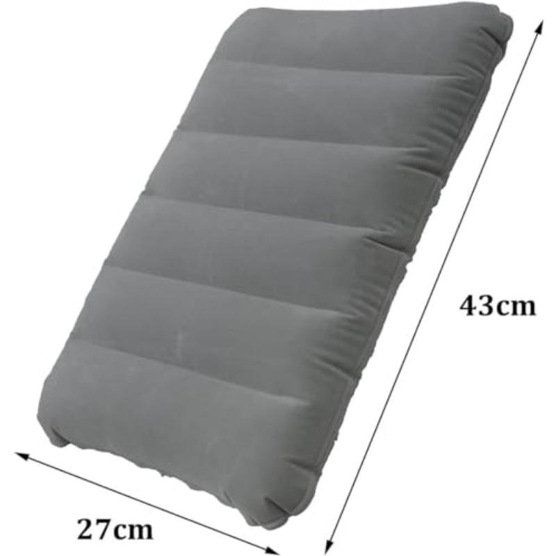 4One Pack Large, ultra-light inflatable travel square pillow made of flocked fabric, suitable for travel, vacations, hiking, camping, and naps,