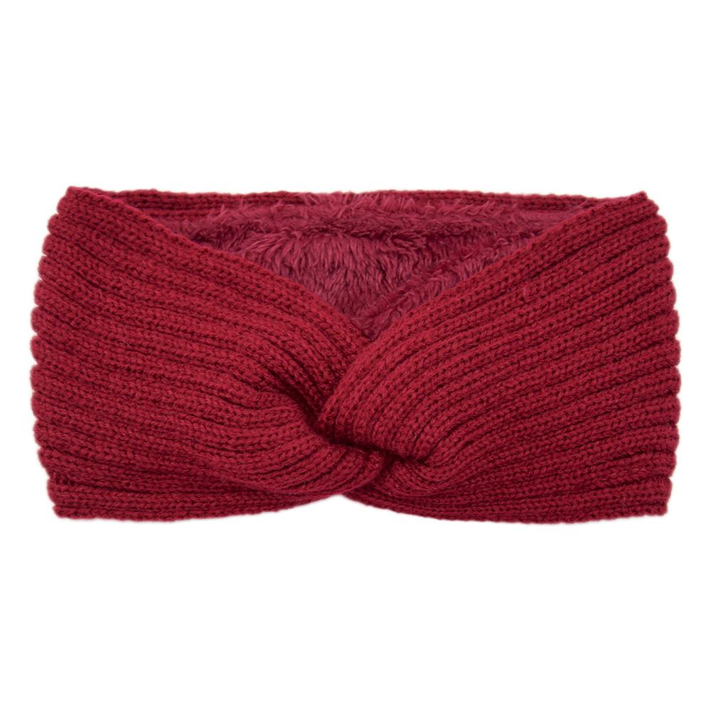 Wide Cross Fleece Lined Knitted Headbands For Woman Solid Warm Hairband Elastic Sports Yoga Headwear Girls Hair Accessories New