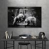 Golden Bitcoin Bull Bear Wall Street Bull Investment Wall Art Wealth Investing Poster for Room Office Decor Gift