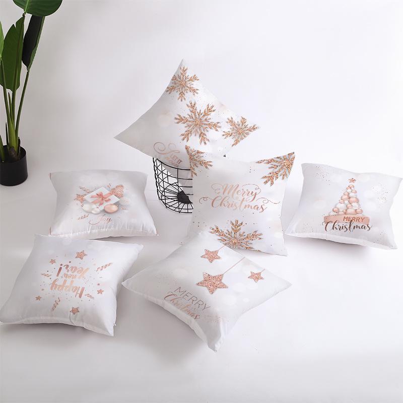Peach Skin Snowflake Cushion Cover Christmas New Sofa Pillow Cover Home Pillow Cover Home