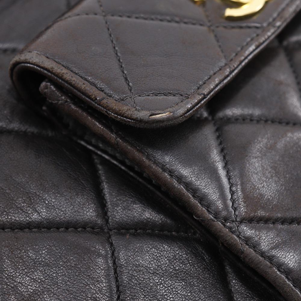 Chanel Matelasse Backpack Daypack A10177 ChainBackpack COCO Mark Black Lambskin Women Used