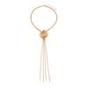 Design Sense Three-Dimensional Flower Pearl Necklace, Personalized Metal Chain Long Fringed Collarbone Necklace
