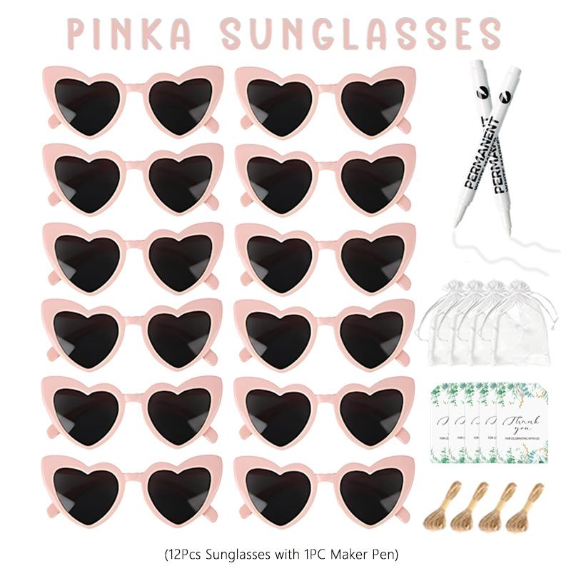 12-100 Stück Hochzeits-Sonnenbrillen für Gäste Herzförmige Sonnenbrillen Junggesellinnenabschieds-Brillen Brautparty-Gastgeschenke Foto-Requisite