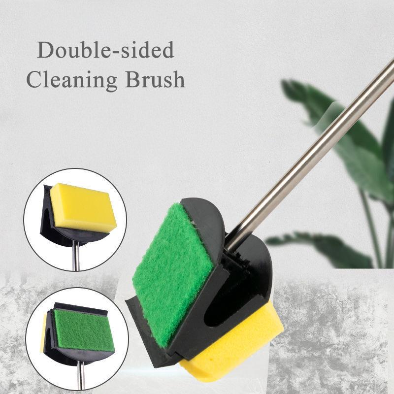 Double-Sided Fish Tank Brush Long Handle Sponge Cleaning Brush Fish Tank Glass Plant Cleaning Brushes Aquarium Cleaning Tools