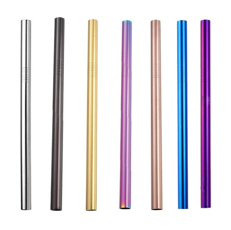 304 Stainless Steel Straw Reusable Metal Straws Set 12mm Diameter Bubble Tea Milkshake Drinking Boba Straw