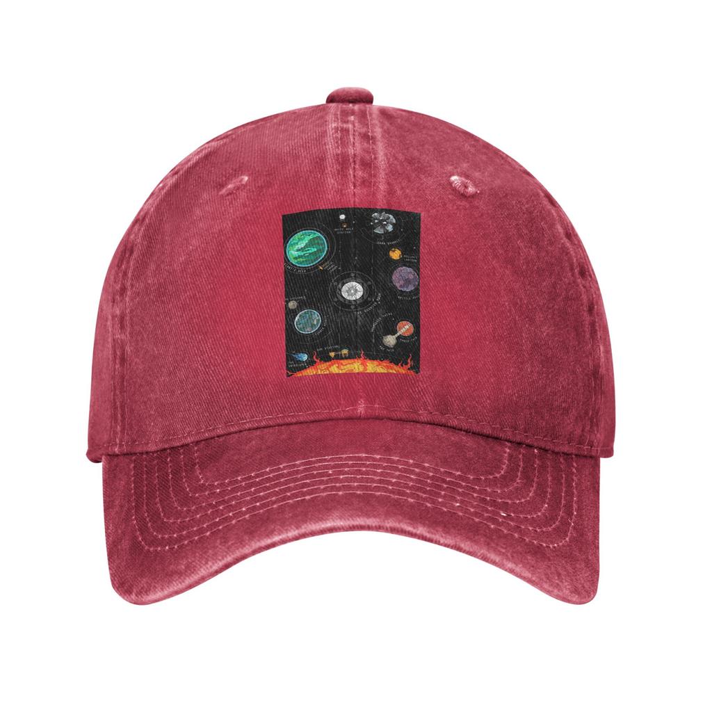 Outer Wilds System Baseballkappen Mode Gewaschene Denim-Hüte Kappe Streetwear Baseball-Cowboyhut für Unisex