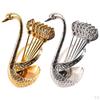Set, Decorative Swan Base 6 Mixing Spoons, Dessert, Ice , Coffee, Teaspoon,