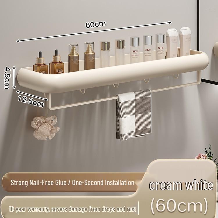 Punch-Free Gunmetal Bathroom Shelf: Wall-Mounted Storage for Vanity & Toilet