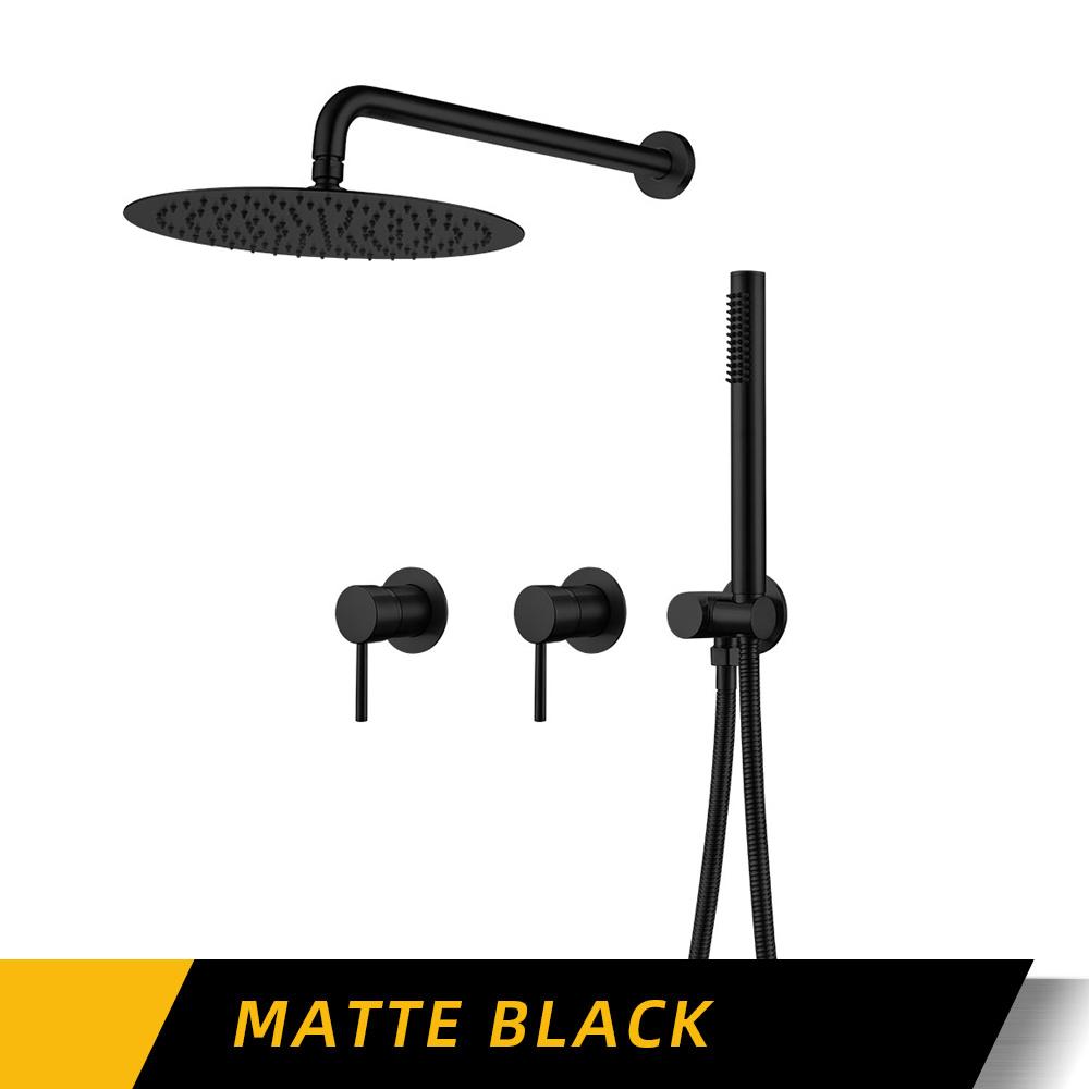 

Brushed Gold Shower Faucet 8-16 Inch Wall Mounted Shower Mixer Hot Cold Water 2 Handle Wall shower Arm Bathroom Tap 8 inch