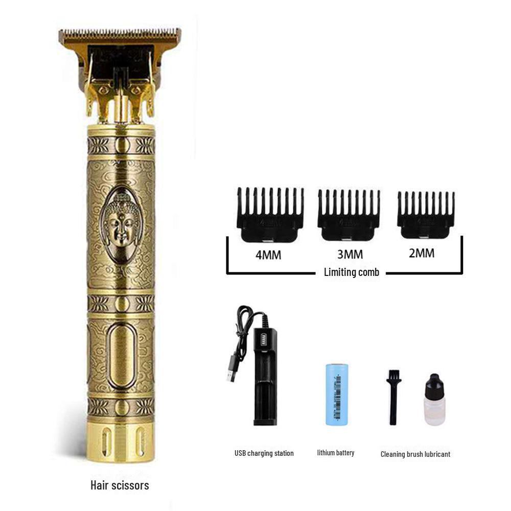 Buddha Kopf T9 Retro Elektrischer Haarschneider mit Schnitzmesser