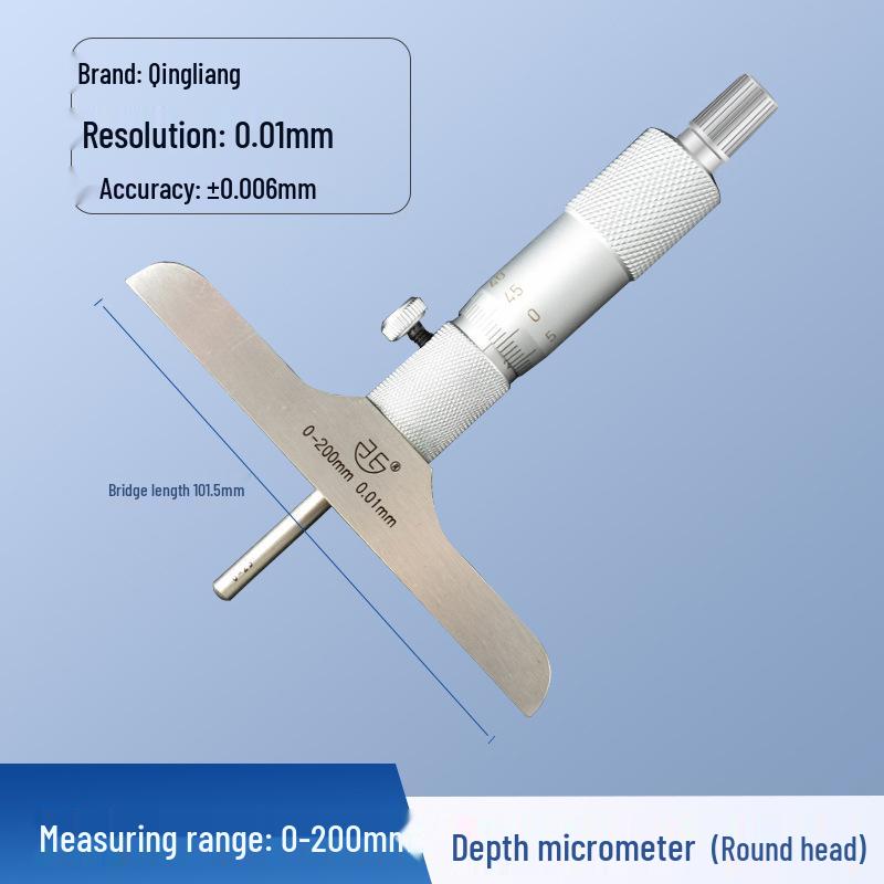 Qinghai Qingliang 0-25mm Electronic Digital Mechanical Depth Micrometer with Ball, Round, and Flat Nose Options