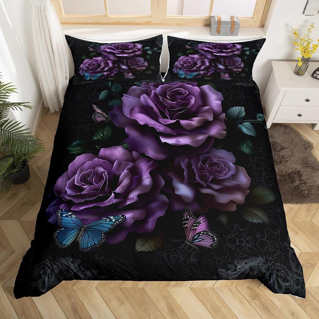 Botanical Lily Duvet Cover Twin Full Queen King Chic Floral Comforter Cover Boho Flower Bedding Set Watercolor Petals Bed Set