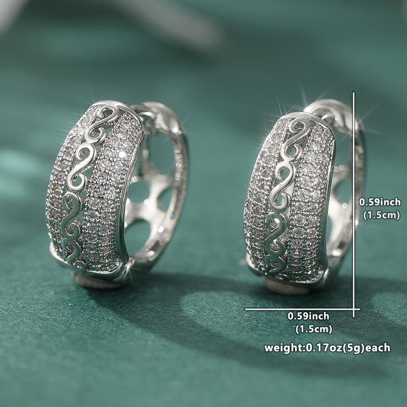 Elegant Gold Color Inlaid Red Cubic Zirconia Hoops Women's Earrings Classic Hand Carving Pattern Earrings Woman Fashion Zircon