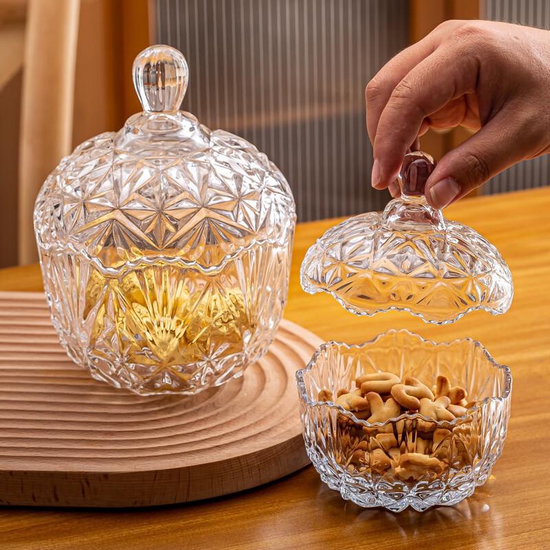 European Style Clear Glass Storage Jar with Lid 13*18.5cm
