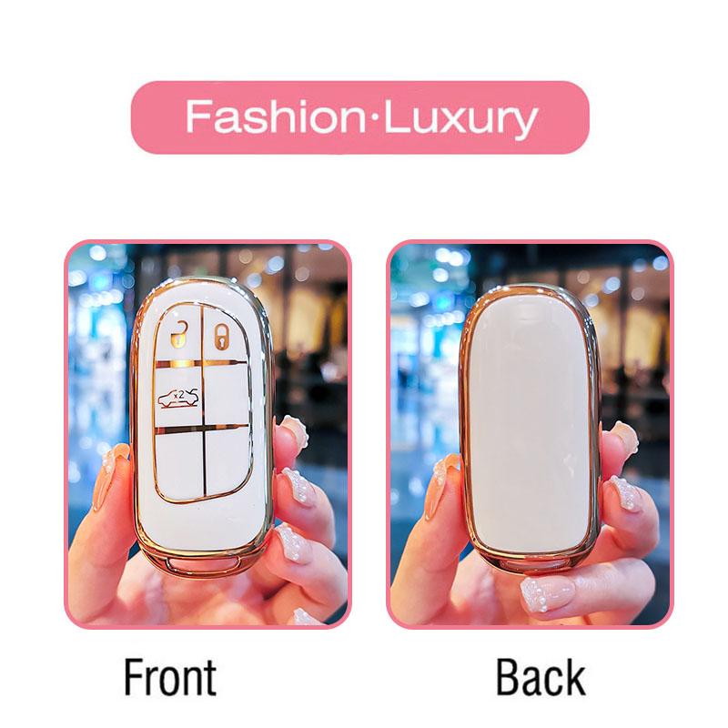 Plating TPU Car Key Cover Case Fob for Jeep Renegade Compass Grand Cherokee for Chrysler 300C Wrangler Dodge Car Accessaries