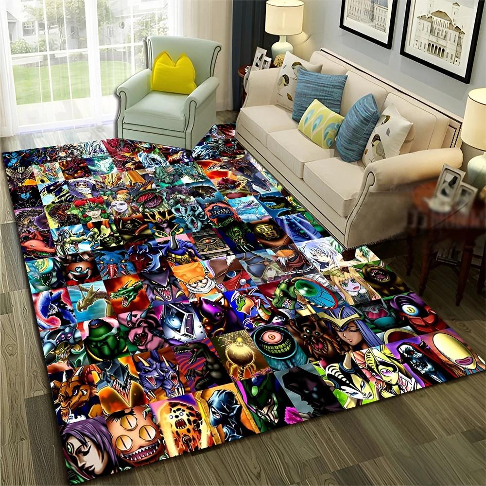 Y-Yu-Gi-Oh Monsterkarte Anime Teppich Cartoon Fußmatte für Wohnzimmer und Schlafzimmer Dekorative Fußmatte Kinderbereich Teppich Rutschfester Teppich