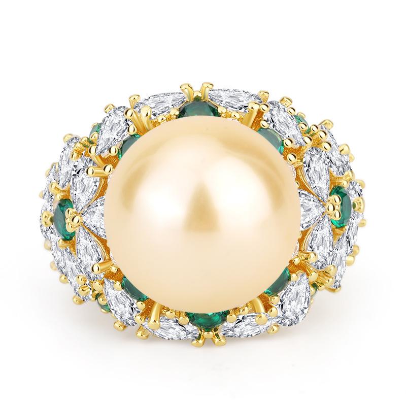 Jewelry Inlaid Austrian Fritillary Pearl Ring Women'S Ring Jewelry Accessories Beads 14Mm