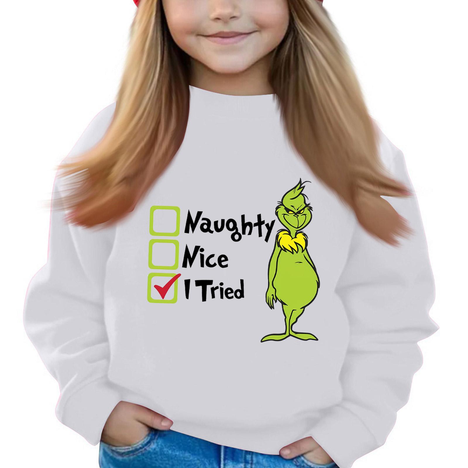 

Рождественские пуловеры с круглым вырезом для девочек, детские топы с принтом 160 белый