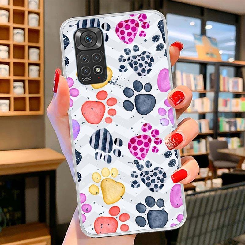 Dog Footprint Paw Cute Cover Phone Case For Xiaomi Redmi Note 15 14 13 12 11 10 Pro Plus 14S 12S 11S 11T 11E 10S Soft Fundas She