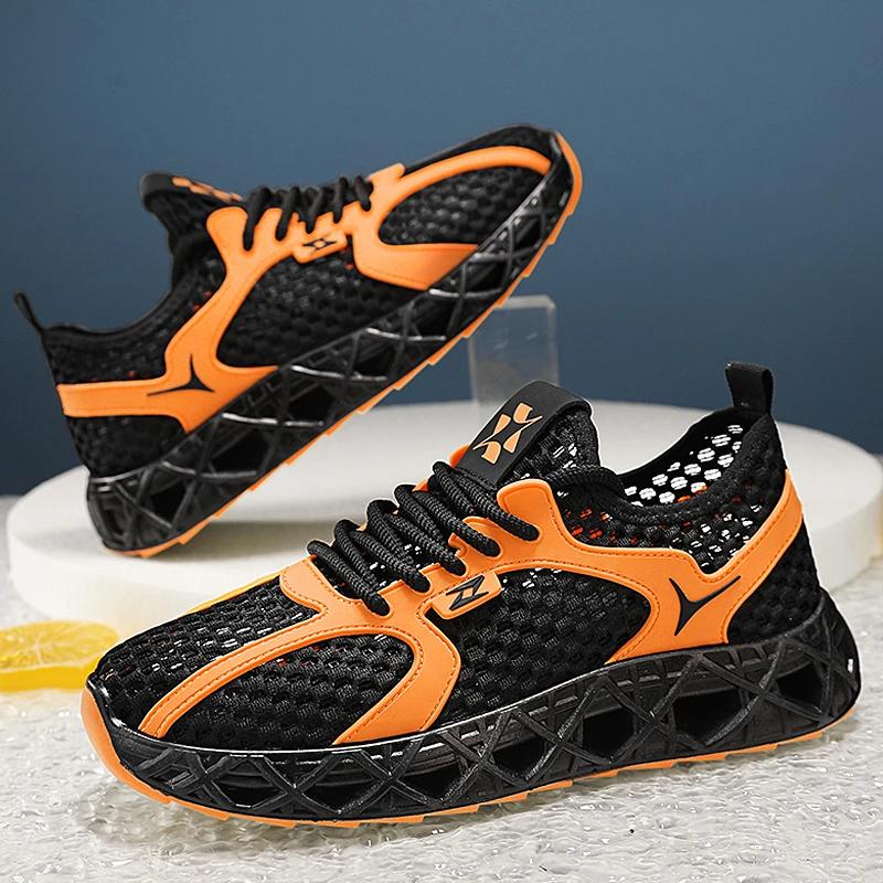 Fast-drying, Large-sized Men's Shoes for Canyoning and Wading, Large Mesh Shoes, Perforated Breathable Flying Woven Shoes