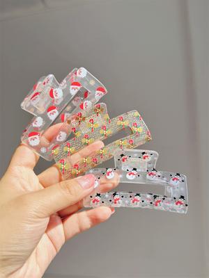 Christmas Transparent Acrylic Hair Clips New Cute Hair Claw Barrettes Hairpins Hair Accessories Headwear Children Festival Gifts