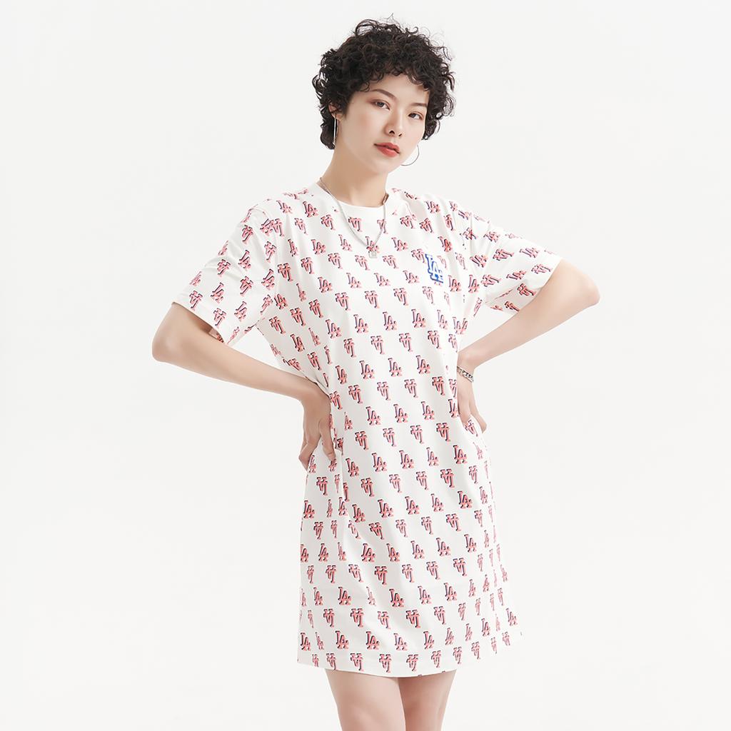 New MLB Short Sleeved Dress Women's White 3FOPM0133-07CRS