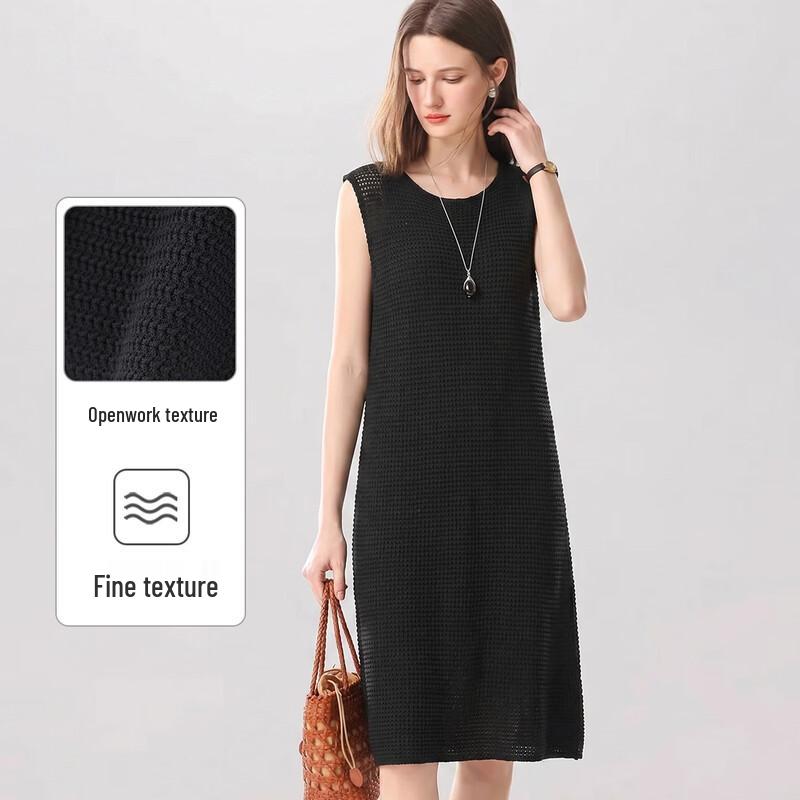 Snowforte Summer Old Money Sleeveless Knit Dress M чёрный