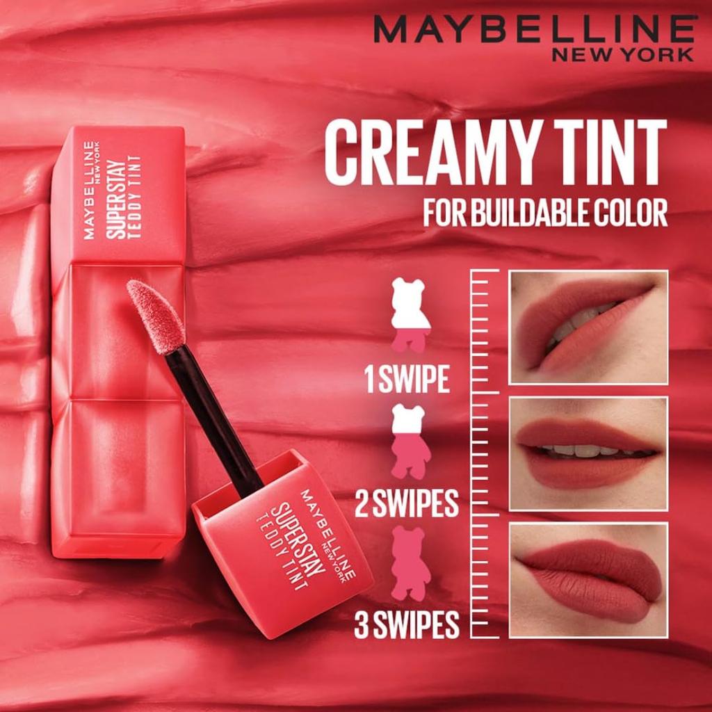 Maybelline New York Super Stay Teddy Tint Lip and Cheek Color  Keep It Cozy 5ml Buildable Matte Long Wear